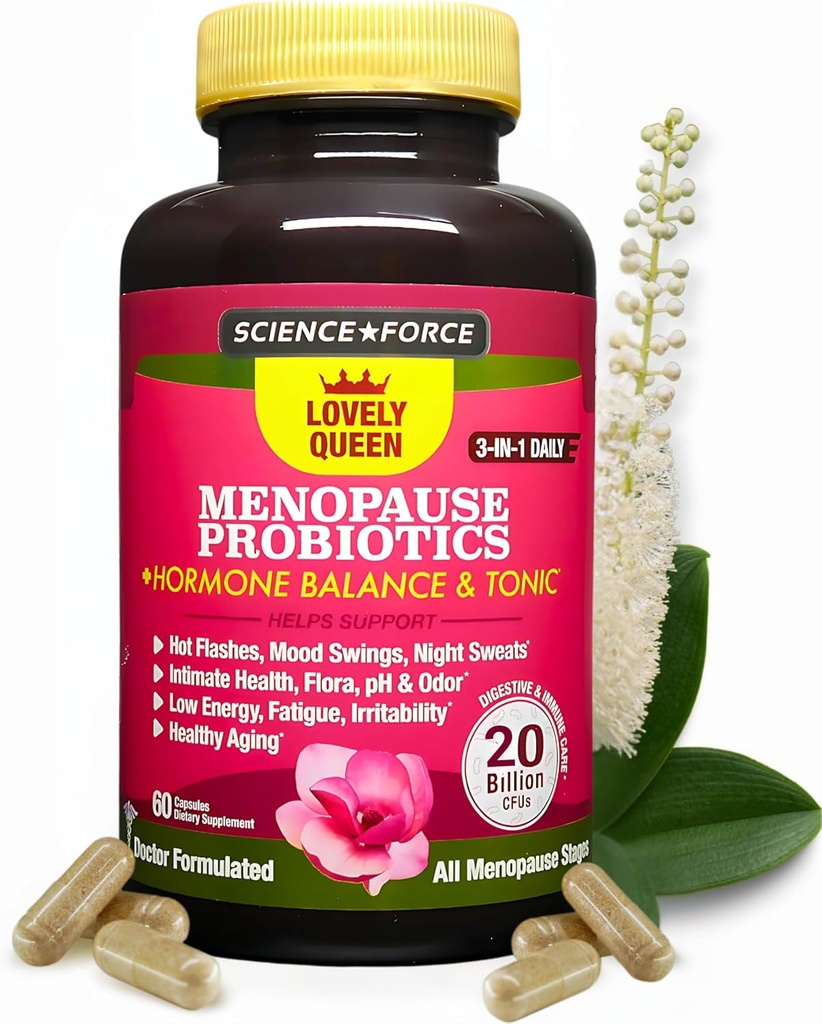 Grazioso Menopause Supplemento + bilanciamento dell'ormone + gestione del peso, Flashs caldi, mood Swings, salute vaginale e secchezza | Cohosh nero, Dong Quai, Ashwagandha + Probiotici, supplemento della donna, 60 ct