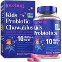 LOVEBUG Probiotici per bambini – Chewables probiotici con fibra prebiotica per l'età 4+, supplemento Gut Health & Digestive Support per bambini giornalieri, aroma di bacche senza zucchero, 30 conte