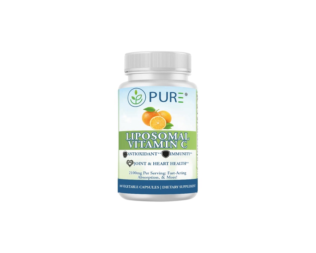 PURE Vitamina Liposomal C Capsule, 2100mg, Lecitina di girasole, 180 Capsule, Alimentazione 60-Giorni, Integratore di benessere Premium