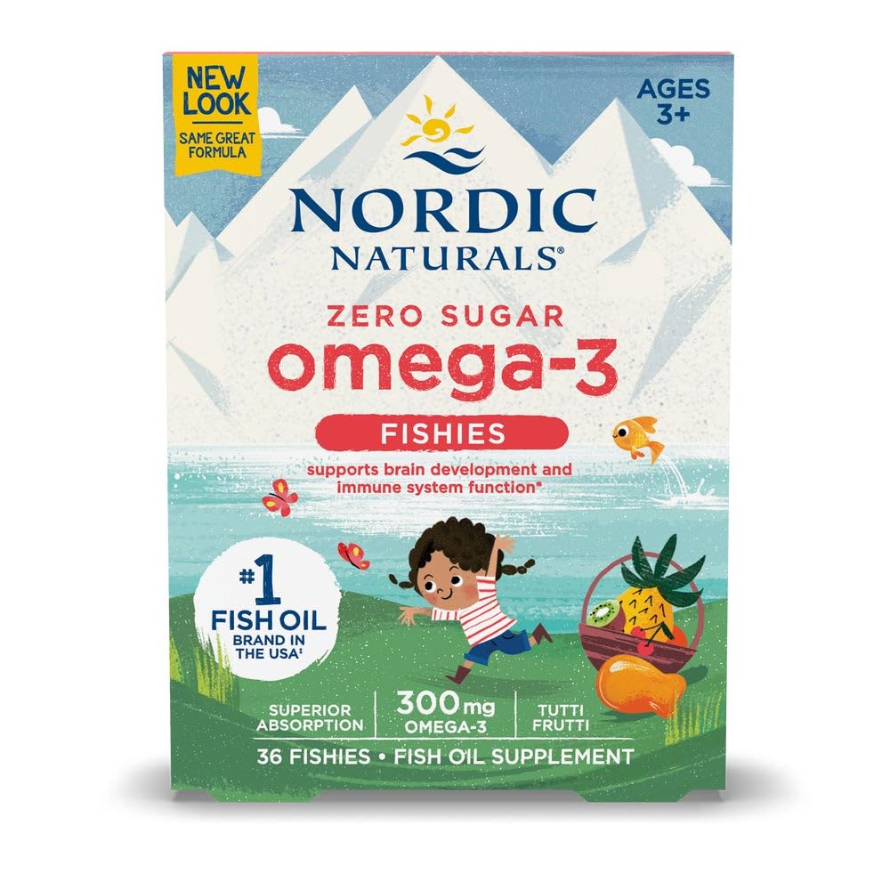 Nordic Naturals Nordic Omega-3 Fishies, Tutti Frutti - 36 Fishies - 300 mg Omega-3 Totale con EPA & DHA - Cervello sano, Mood, Vision & Immune System - Non-GMO - 36 Serve