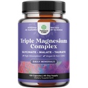 Triple Magnesium Complex Supplemento - Alto assorbimento Magnesio Glycinate, Malate & Taurate Blend per muscoli, Energy Support & Heart Health - Triple Mg Complex 400 mg capsule - 120 Count