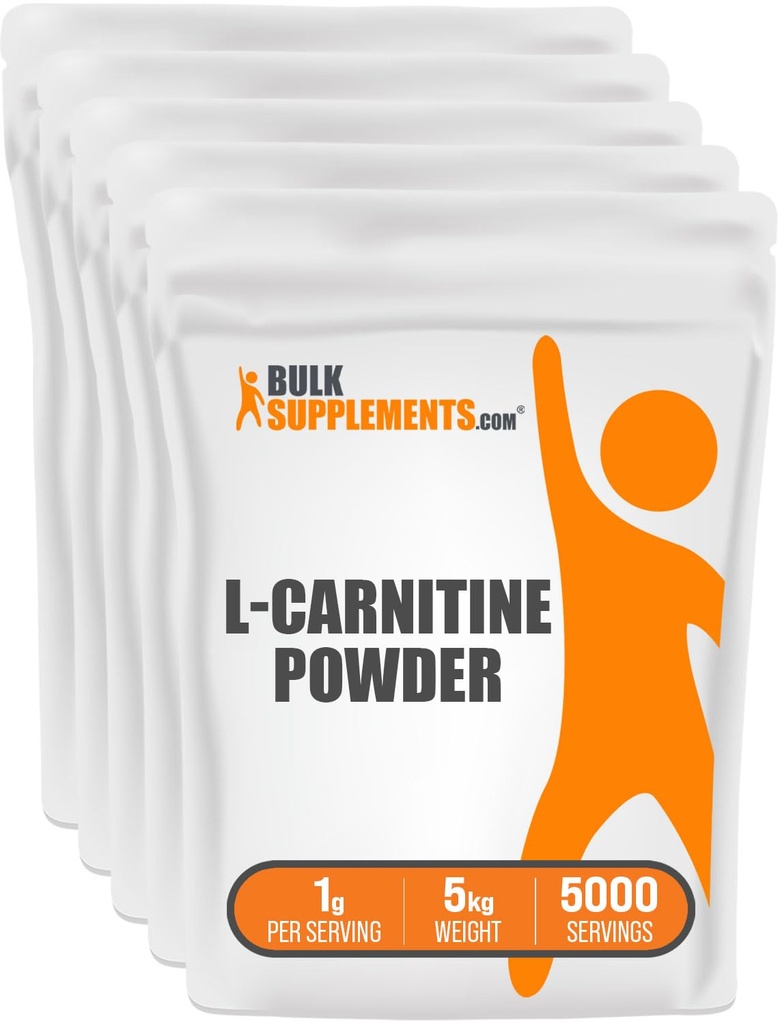 BulkSupplements.com Polvere di L-Carnitina - Supplemento di Carnitina, Supplemento di Aminoacidi - Senza aroma & Gluten Free, 1g per porzione, 1kg (Pack of 5) (11 lbs)