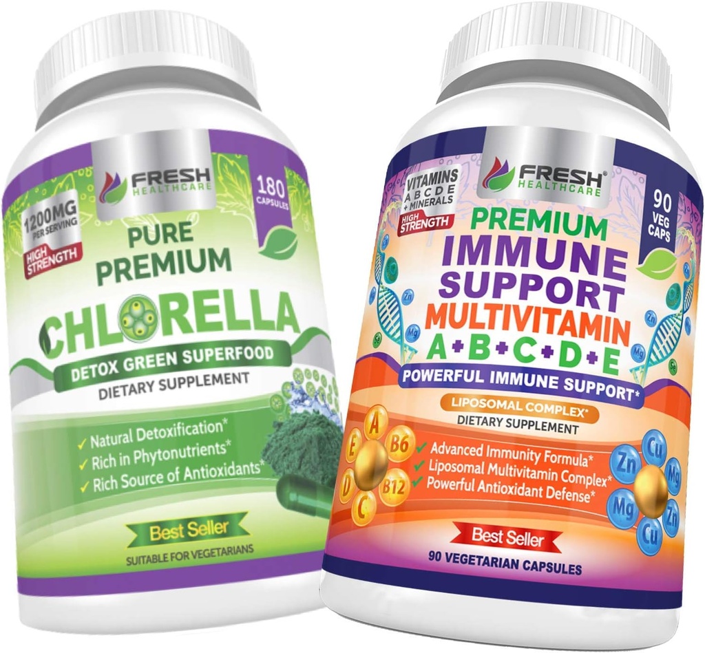 FRESH HEALTHCARE Chlorella e supporto immunitario Multivitamin - Bundle