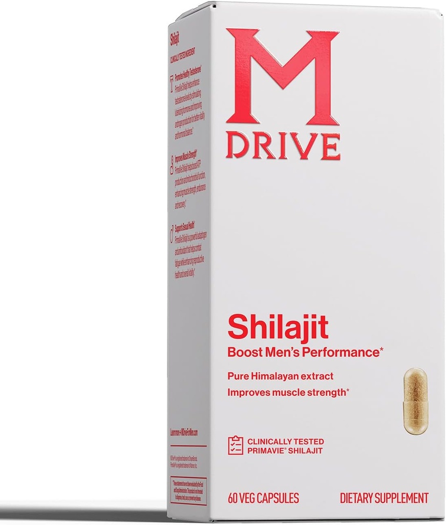 Mdrive Shilajit Capsule per Uomo | 30 Serve di Alta Purezza PrimaVie Shilajit per Energy Boost & Immune Support, 60 capsule Shilajit