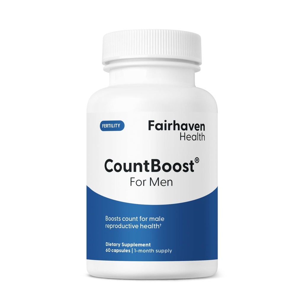 Fairhaven Health CountBoost per gli uomini Conteggio ottimale e Volume Male Fertilità Supplemento - Pre-Concezione Nutrizione per Lui - con Ashwagandha, Vitamina C, e CoQ10-60 Capsule
