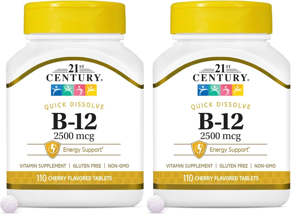 21st Century B 12 2500 mcg Sottolingual Tablets, 110 Count (Pack of 2)
