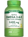 La verità della natura Triple Omega 3 6 9 | 3600mg | 200 Softgels | Fish, Flax e Borage Oils | Non-OGM & Gluten