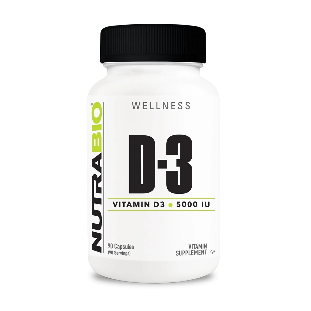 NutraBio Vitamina D (5000 UI), Supporto Immune - 90 capsule vegetali