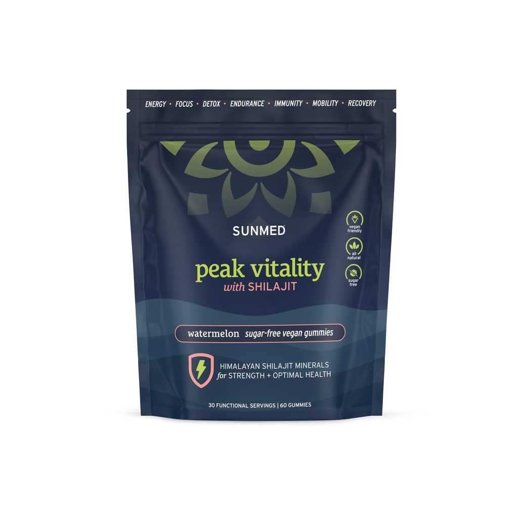 Vetta Vitalità Himalayan Shilajit Gummies per la forza, l'energia e la salute ottimale – Senza zucchero, Vegan, All-Natural – Focus cognitivo, Recupero, Immunity – Sapore di anguria, 60ct
