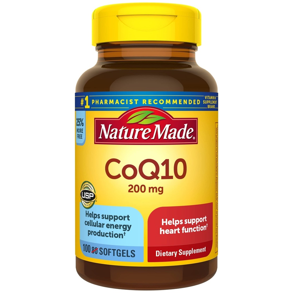 Natura Made CoQ10 200 mg, Integratore alimentare per la salute del cuore e la produzione di energia cellulare, 100 Softgels, 100 giorni di alimentazione