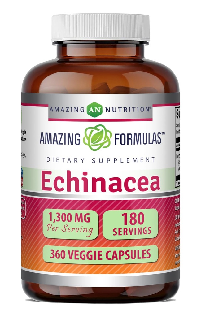 Amazing Formulas Echinacea | 1300 Mg Per Serving | 360 Veggie Capsule | Non-GMO | Gluten Free | Made in USA
