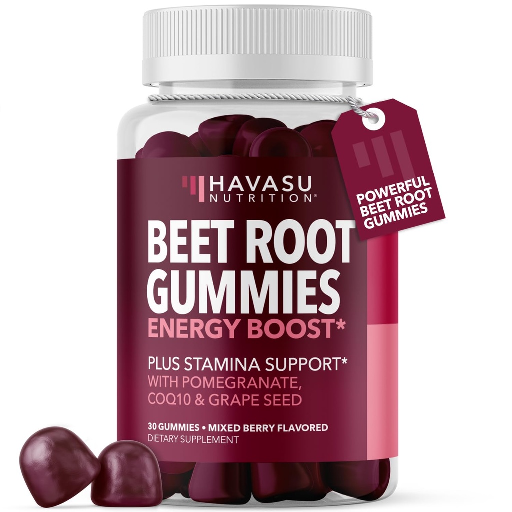 Gummie di radice di barbabietola con COQ10 & Pomegranate - Supplemento di ossido nitrico per gli uomini e le donne - radice di barbabietola per Endurance, Performance, Recovery - Vegan, Non-GMO, Gluten Free - Mixed Berry Flavor, 30 Count