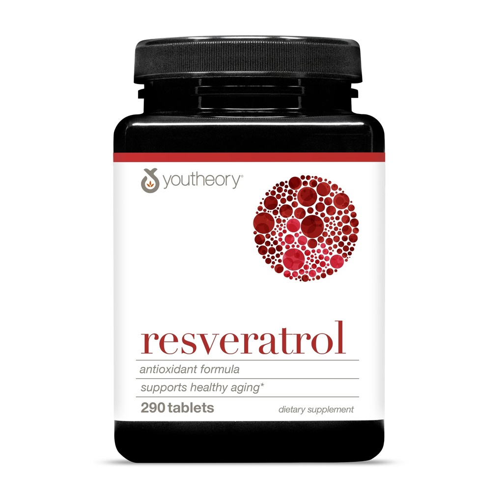 Youtheory Resveratrolo Advanced Antioxidant Formula - Premium Antioxidant Supplement con Super-Fruit Blend - Contiene ResVida - Latticini, Soy & Gluten Free - 290 Tavole