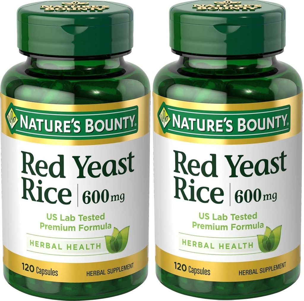 Bounty Rice rosso lievito naturale 600mg 120 capsule (pacchetto di 2)