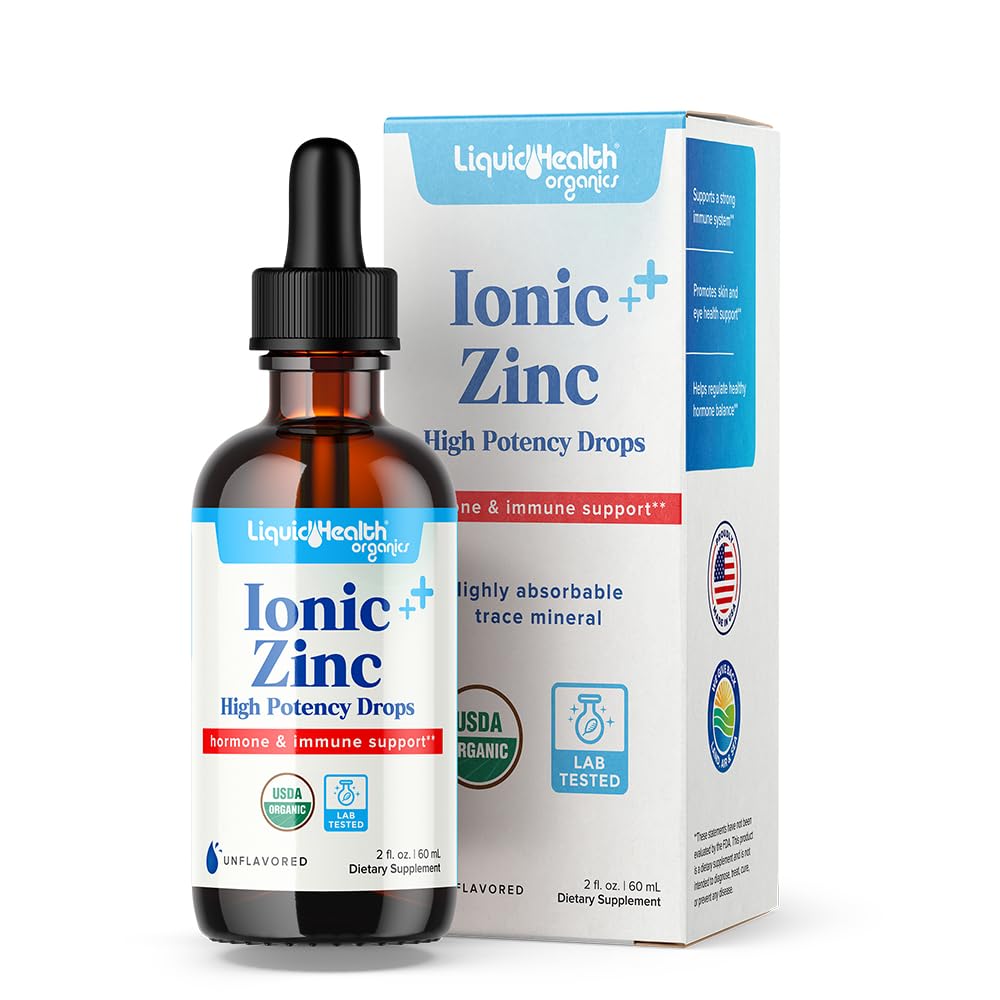 LIQUIDHEALTH USDA Organic Ionic Zinc High Potency Drops - Trace Mineral Liquid Vitamin Supplement per Adulti & Kids - Supporto immunitario e digestivo, Skin & Wound Health - USA Made, Vegan, Non-GMO (2 oz)