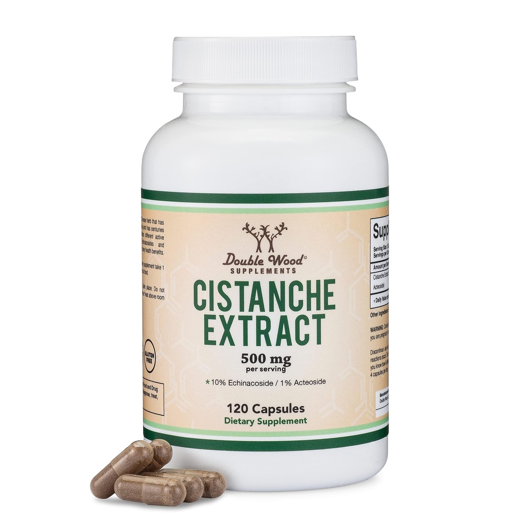 Cistanche Tubulosa Estratto 500mg Per Serving (120 capsule) Cistanche Testosterone Supplemento per gli uomini (Standardized to Contain Echinacosides and Acteosides) da Double Wood