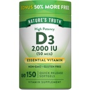 Vitamina D3 2000 IU Softgels per adulti | 150 Conte | Alta Potenza | Non OGM e Gluten Supplemento gratuito