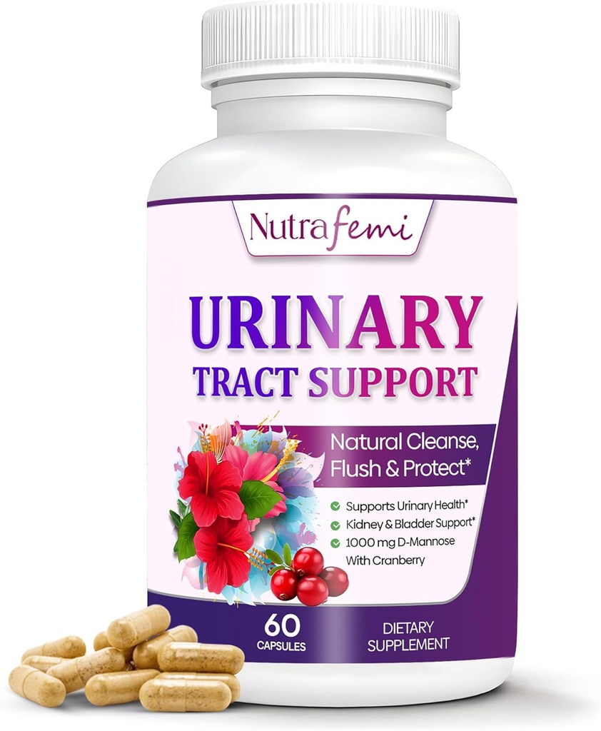 Integratori naturali per la salute del tratto urinario per le donne, il supporto sanitario UTI, le impurità e le pulizie del sistema urinario, il supporto della vescica, il D-Mannose con il mirtillo, il dente e l'ibiscus