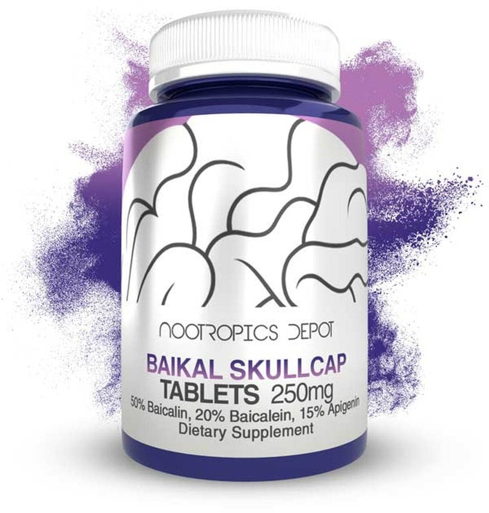 Tabelle dell'estratto del teschio Baikal del deposito nootropics | 250 mg | 60 conte | >15% Apigenin, >20% Baicalein, >50% Baicalin