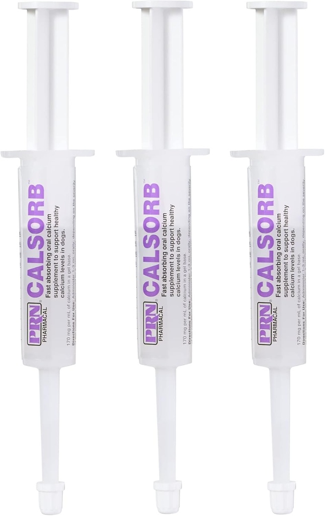 PRN Pharmacal Calsorb - Calcium Nutritional Supplemento per aiutare a mantenere i livelli sani di calcio nei cani - Supplemento nutrizionale del cane in una siringa facile da usare - 12 mL Syringe (3 pacchetti)