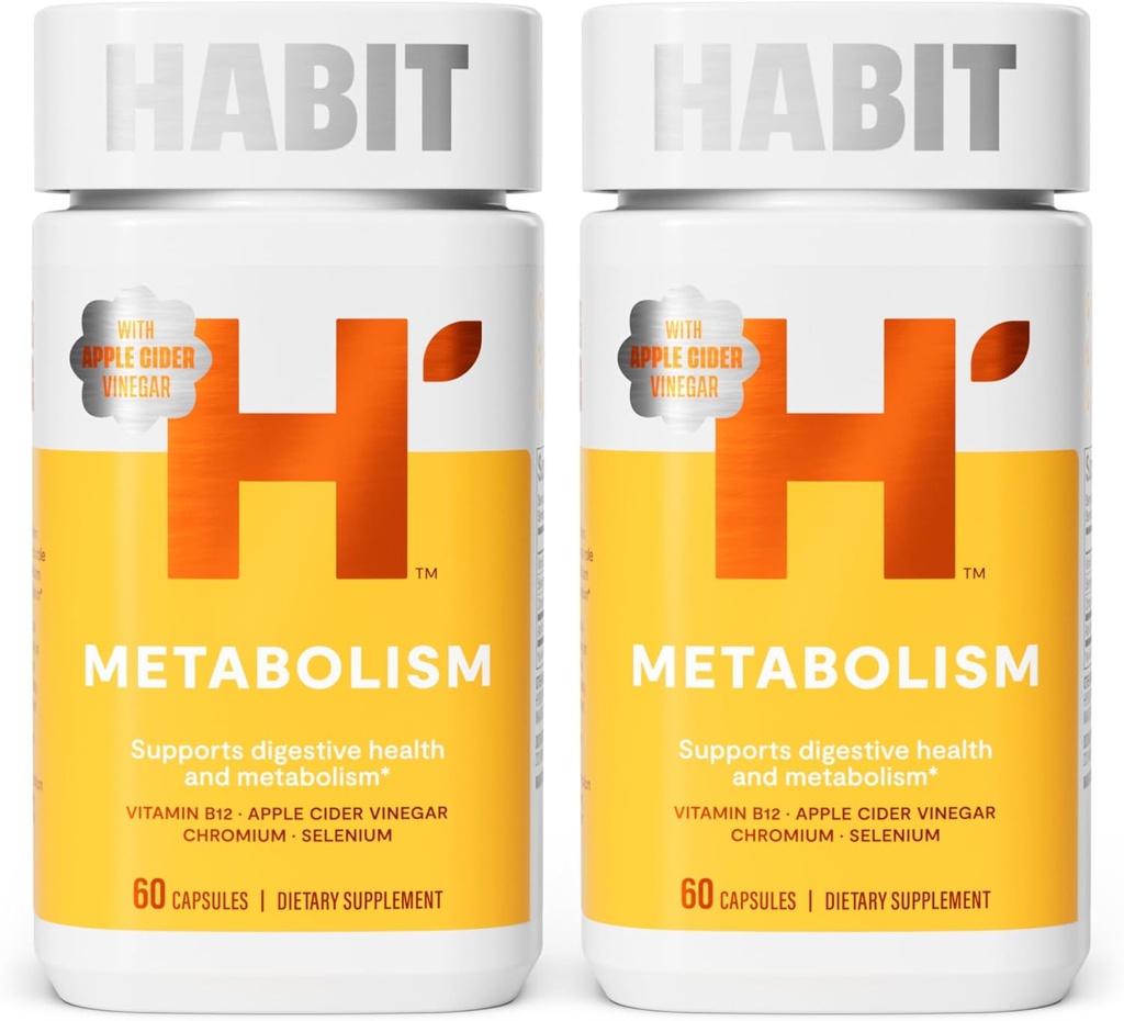 Habit Metabolism Supplement 2 Pack (120 capsule) - Supporta la salute digestiva e il metabolismo, la vitamina B12, il selenio, il cromo, l'aceto di sidro di mele, Vegan, non OGM