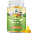 Bambini DHA Omega 3 Gummies per bambini - Delicious Fish Free DHA Omega 3 Gummies con Vegetariano 6 9 per Vision Brain & Immunity - Non OGM Supplement Fish & Gluten Free 1 Mese
