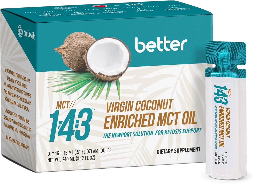MCT 1:43 Olio di cocco biologico - Carburante di acido grasso per una copertura sana completa – 8.12 FL OZ