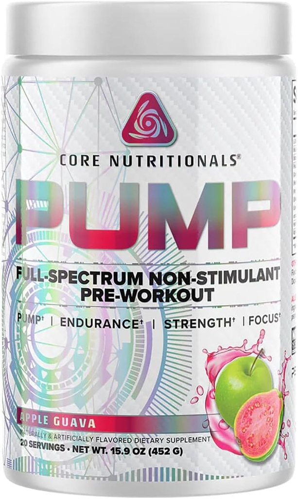 Pompa Nutrizione Nutritiva Nutritiva Nutritiva a spettro completo Pre-allenamento, con N03T Nitrate, Peak02, Alpha GPC, per Pompa Massima, Forza e Prestazioni 20 Serve (Apple Guava)