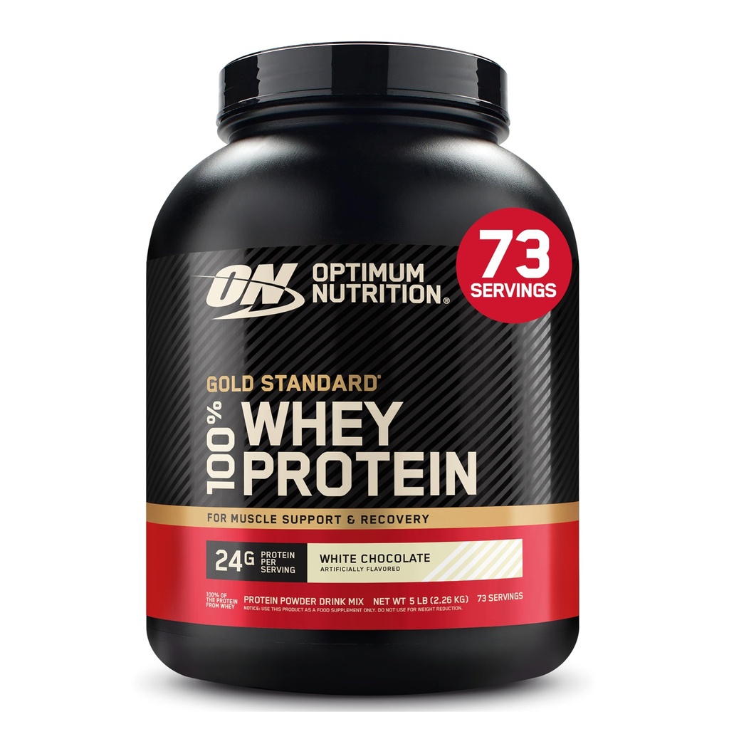 Optimum Nutrition Gold Standard 100% Whey Protein Powder, Bianco Cioccolato, 5 Pound (Packaging May Vary)