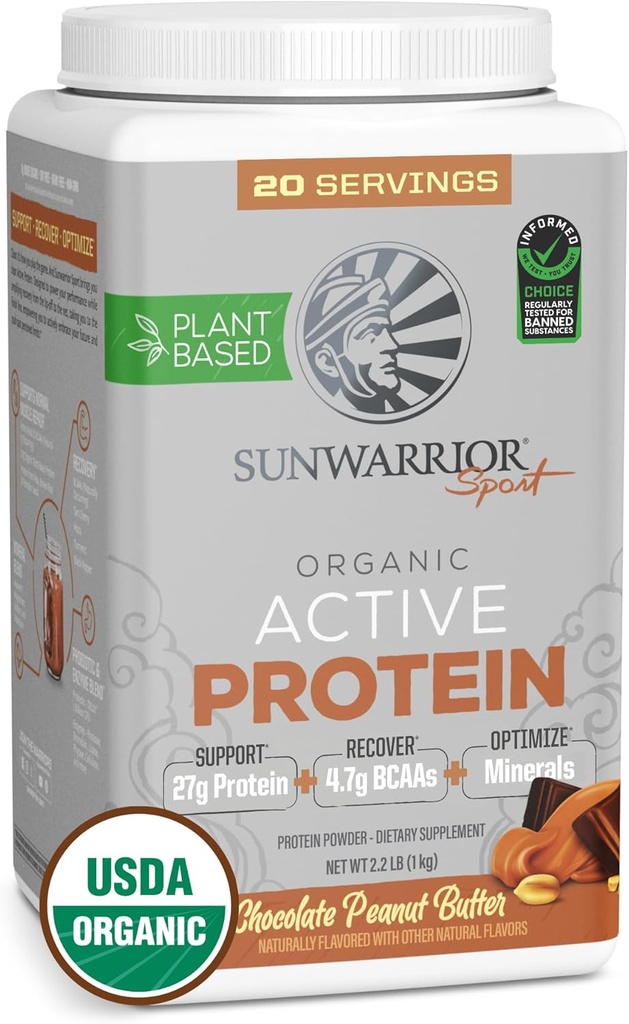 Polvere proteica organica a base di piante solari | Polvere proteica biologica vegana con BCAAs Plus Recupero Minerali & Botanicals | Latticini di soia non OGM & Gluten Free (Chocolate Peanut Butter, 20 Servings)