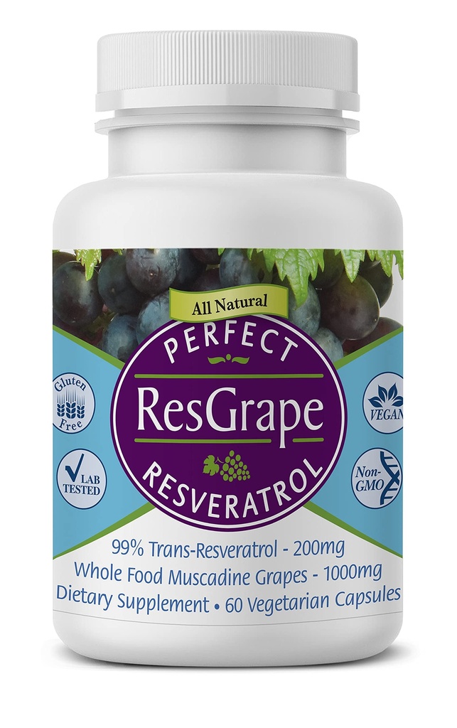 Integratori perfetti – ResGrape Resveratrolo – 60 capsule vegetali – Trans-Resveratrolo & Organic Muscadine Grape
