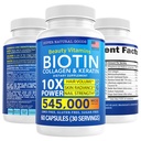 Biotina e Collagene Vitamine + Cheratina con Folato - trattamenti per la perdita di capelli per le donne e gli uomini - Follicle, pelle e chiodi Supplementi per la crescita dei capelli e supporto postpartum - OGM Free & Gluten Free (60 Caps)