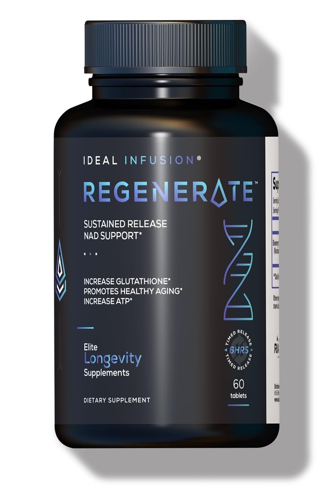 Supplemento di rilascio prolungato per la biosintesi NAD & NR, Boost ATP, NAD+, Glutathione: Salute cardiovascolare e vitalità muscolare (60 Serve) Vegan