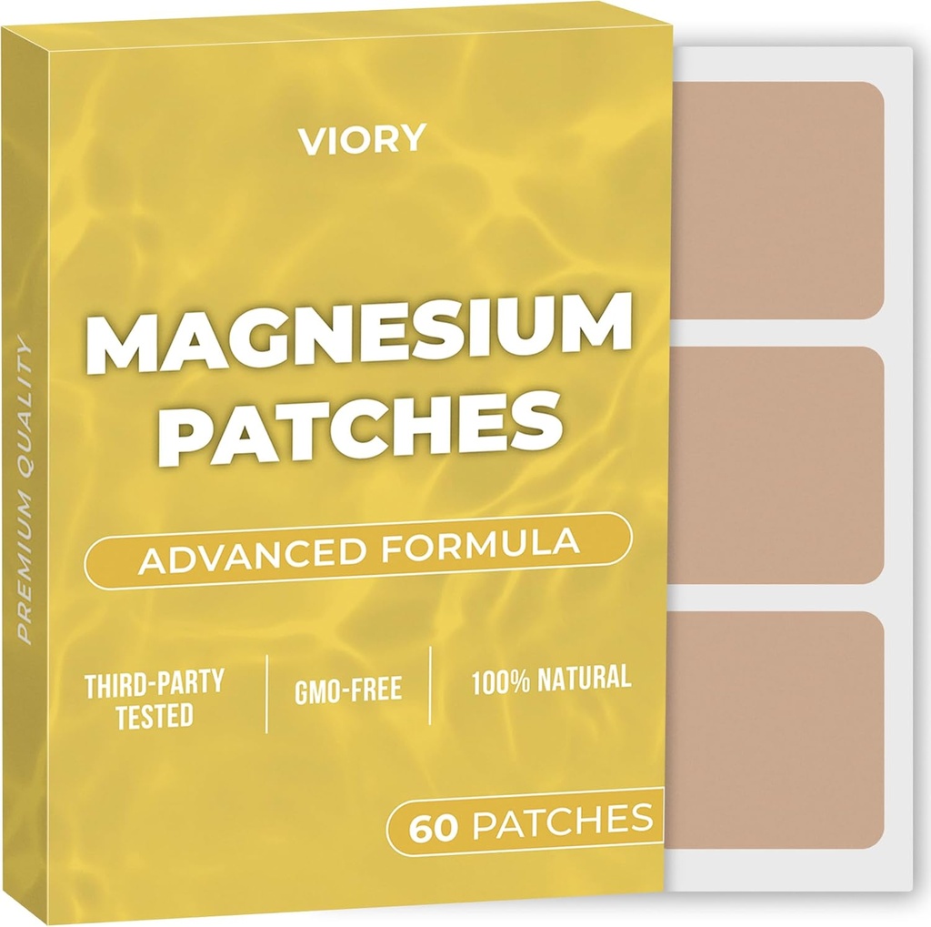 Patch di Magnesio (Pack of 60) - Patch naturale al 100% per le donne e gli uomini - con il calcio - il muscolo e il supporto di ossa, calmante - Formula potenziata
