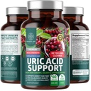 N1N Premium Uric Acid Support Supplemento [14X Potent Herbs] All Natural Kidney and Uric Acid Cleanse with Tart Cherry, Milk Thistle, Cranberry, Celery, Chanca Piedra, 60 Veg Caps
