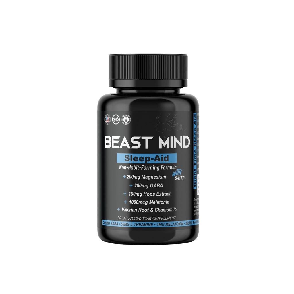 Non-Habit Forming Sleep Aid: Wake Up Refreshed - Potente Formula con Melatonin, GABA, Radice Valeriana, Camomilla, Magnesio per riposo e sonno profondo - 30 capsule