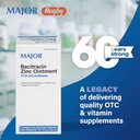 MAJOR Bacitracin Zinc Ointment First Aid Antibiotic - Contiene 144 Unit Dose Packets