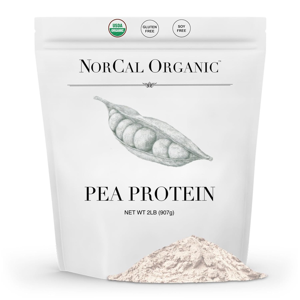 NorCal Organic - Premium Pea Protein Isolate - 100% Vegan e Organic - UNFLAVORED - 2 Pounds (Pacchetto di 1) - 35 Serve