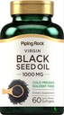 Piping Rock Black Seed Oil Softgel Capsule | 1000mg | 60 Pills | Solvent Pressato a freddo Free | Non OGM, Gluten Free Supplement