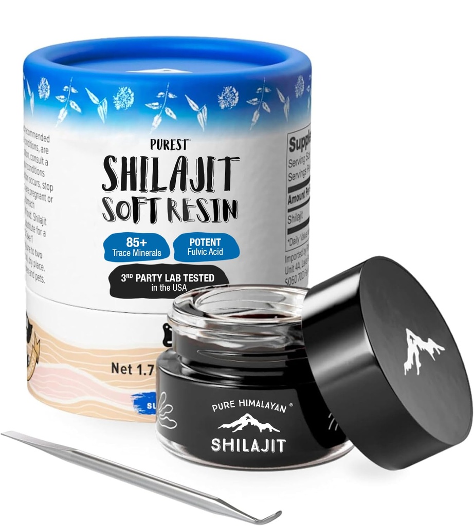 Shilajit di Pure Himalyan Shilajit ®, Grade A Himalayan Soft Resina, Energy & Immune Support, Fonte naturale di acido Fulvic & 85+ Trace Minerals Supplemento per uomini e donne (50ml/1,5 fl oz)
