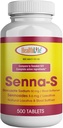 HEALTH LFE Senna-S Tablets, Senna Plus (Stool Softener Laxative/Stool) Rilievo notturno delicato della costipazione occasionale Generico per Senokot-S (Small (Pack of 1), 500)