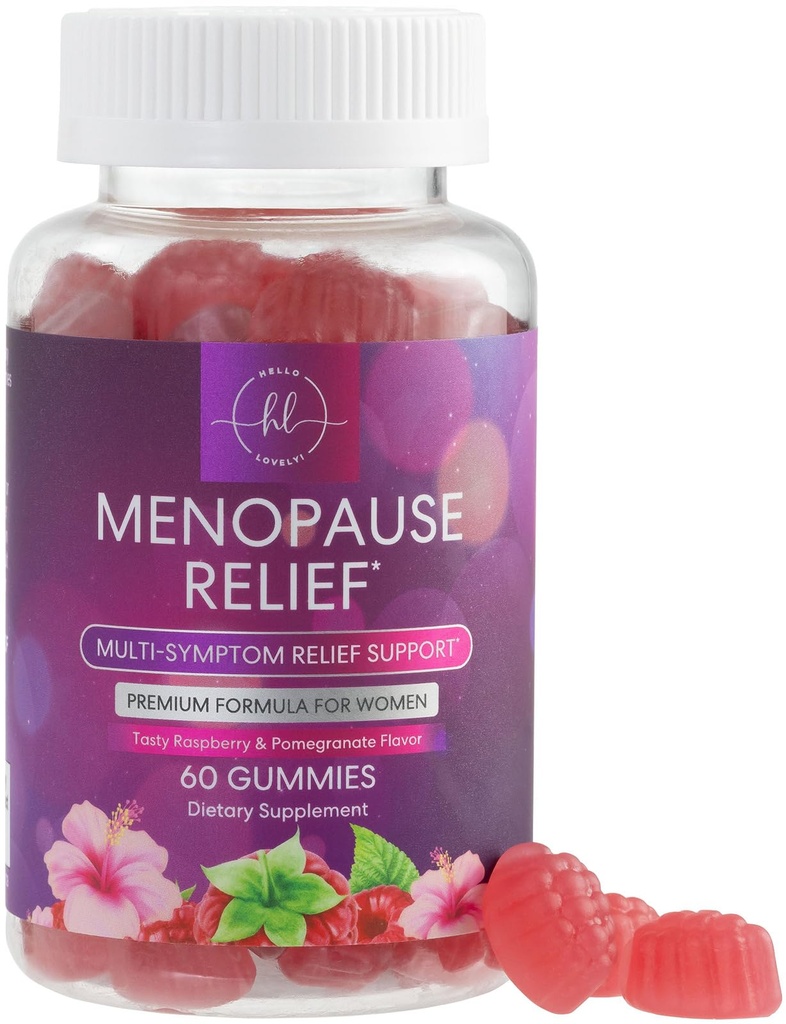 Menopausa Supplementi per le donne - Totale naturale Mild Hot Flashs & Night Sweats Support, Multi Benefit Menopause Relief Gummy, Supporto per l'equilibrio & Energy, senza glutine & Non-GMO - 60 Gummies
