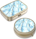 Pillola Case Pill Box con Specchio Retro Piccolo Pillola Case per Purse o Pocket Bronze Pill Box o Vitamine, Olio di Pesce, Integratori, Pillola Containe Regali di viaggio(2PCS)