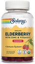 SOLARAY Organic Elderberry Gummies w/Zinc & Vitamin C | Supporto sano del sistema immunitario | Gluten Free | 30 Serv, 60 Ct