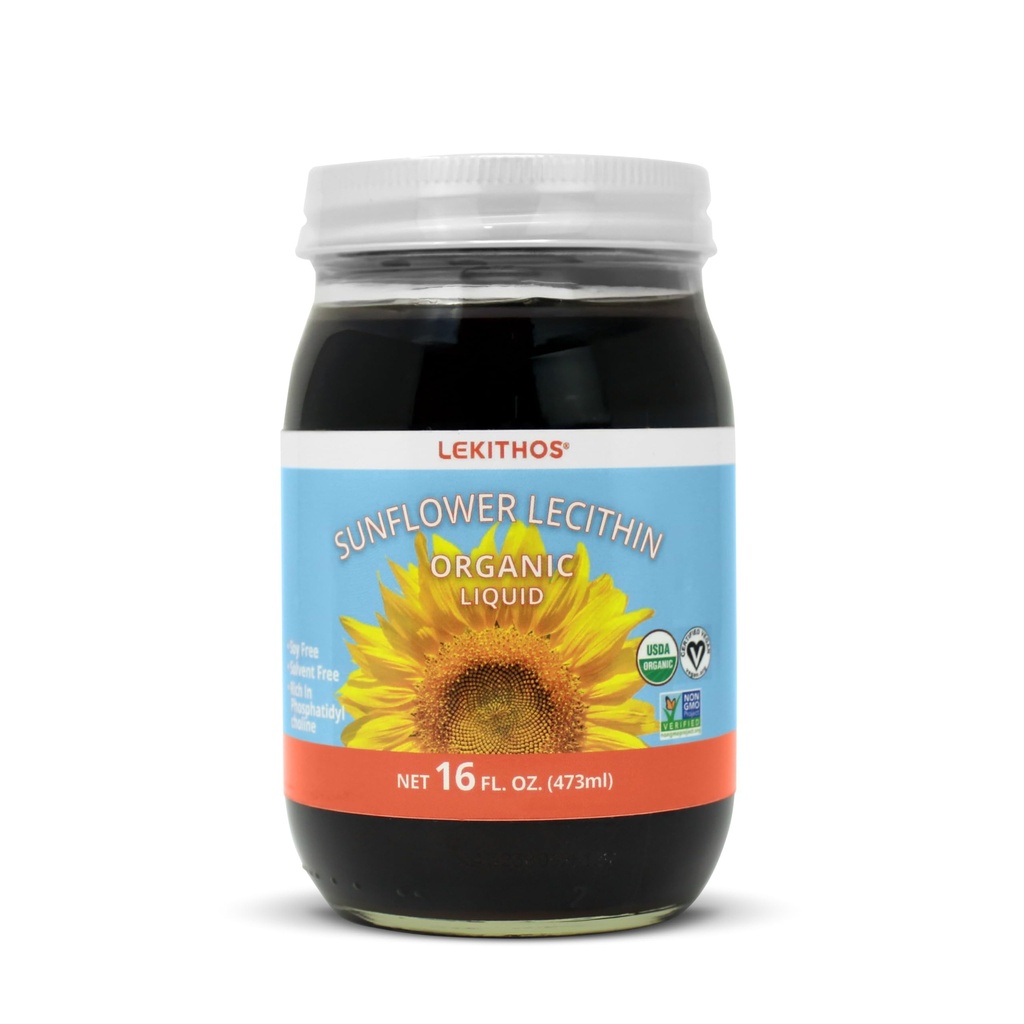 Organic Sunflower Lecithin Liquid - 16 fl oz - Certificato USDA Organic - Pressato a freddo (Solvent Free) - Non OGM Project verificato