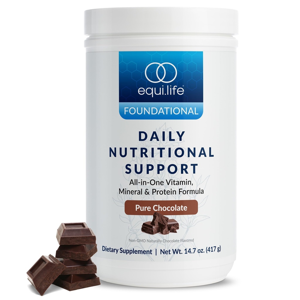 Sostegno nutrizionale giornaliero di Equilife, Sostituzione Multivitamina Meal, Sapore di cioccolato puro, 15G Proteine delle piante, Supporti benessere generale Compreso Energia, Digestione, & Skin, 14 Servings Tub