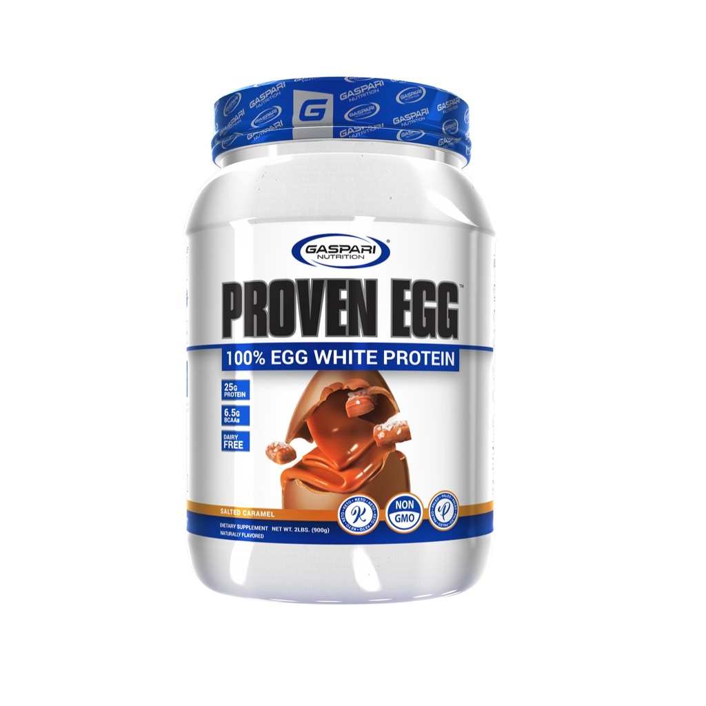 Gaspari Nutrition Proven Egg, 100% Egg White Protein, 25g Protein, Keto Friendly, Latticini e Lattosio Free, Soy Free (2 lbs, Caramel salato)
