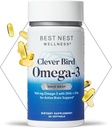 Best Nest Wellness Omega-3 Softgels - Integratore Olio di pesce Supporta la salute del cervello - Supporto nutrizionale per le madri - EPA & DHA Supplement Aids Immune System Health - 30 Softgels