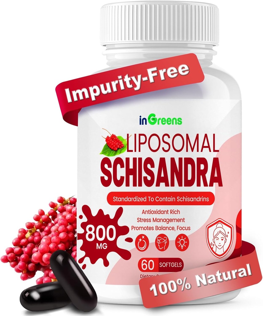 800MG Schisandra Organic Extract, Schisandra Supplement, Schisandra Berry Softgels for Energy Support, Liver Health, Antiossidant Protection & Digestive Wellness - 60 Softgels, Made in USA
