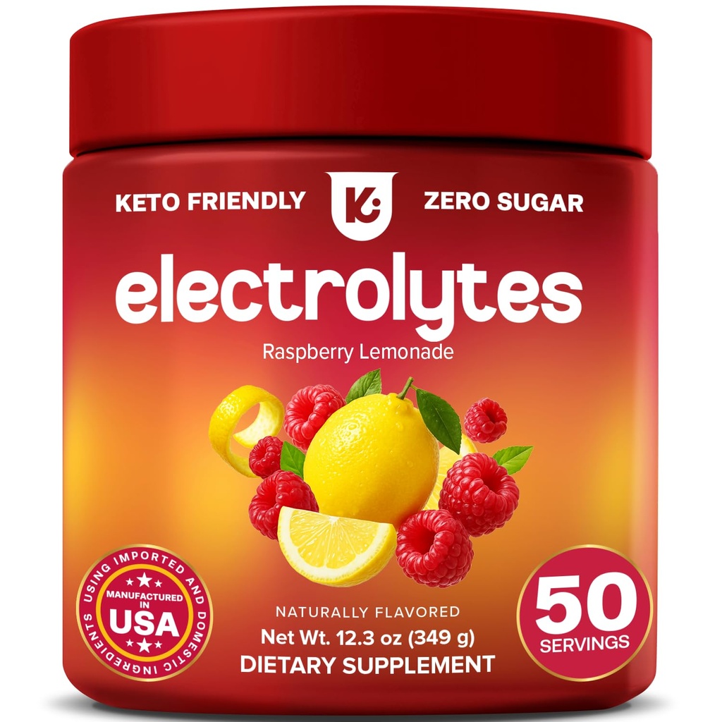 Keppi Electrolytes Powder – Raspberry Lemonade Flavor 50 Servings – Nessun integratore di idratazione dello zucchero con Magnesio, Potassio, Sodio – Keto, Vegan, Fasting-Friendly, Zero Calorie Electrolyte Drink